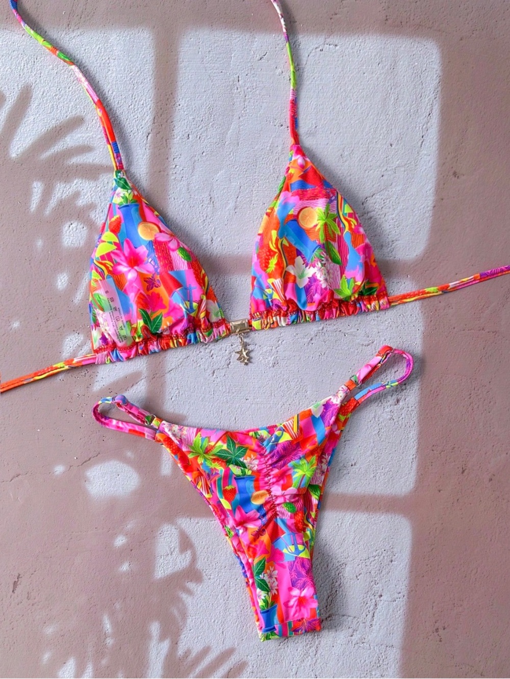 Blackbough Floral Triangle Bikini Y2K Swim Tropical Vacation Vibrant Swimwear